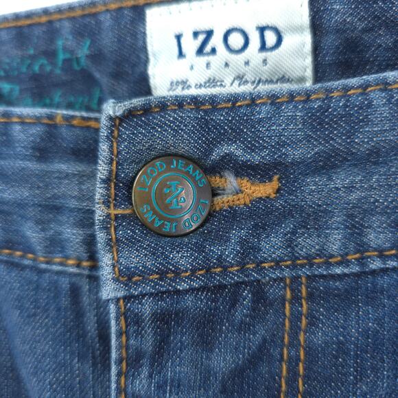 Izod Comfort Country Prep Ranch Classic Fit Bootcut Jeans Stretchy Dark Wash 12R - Picture 8 of 13
